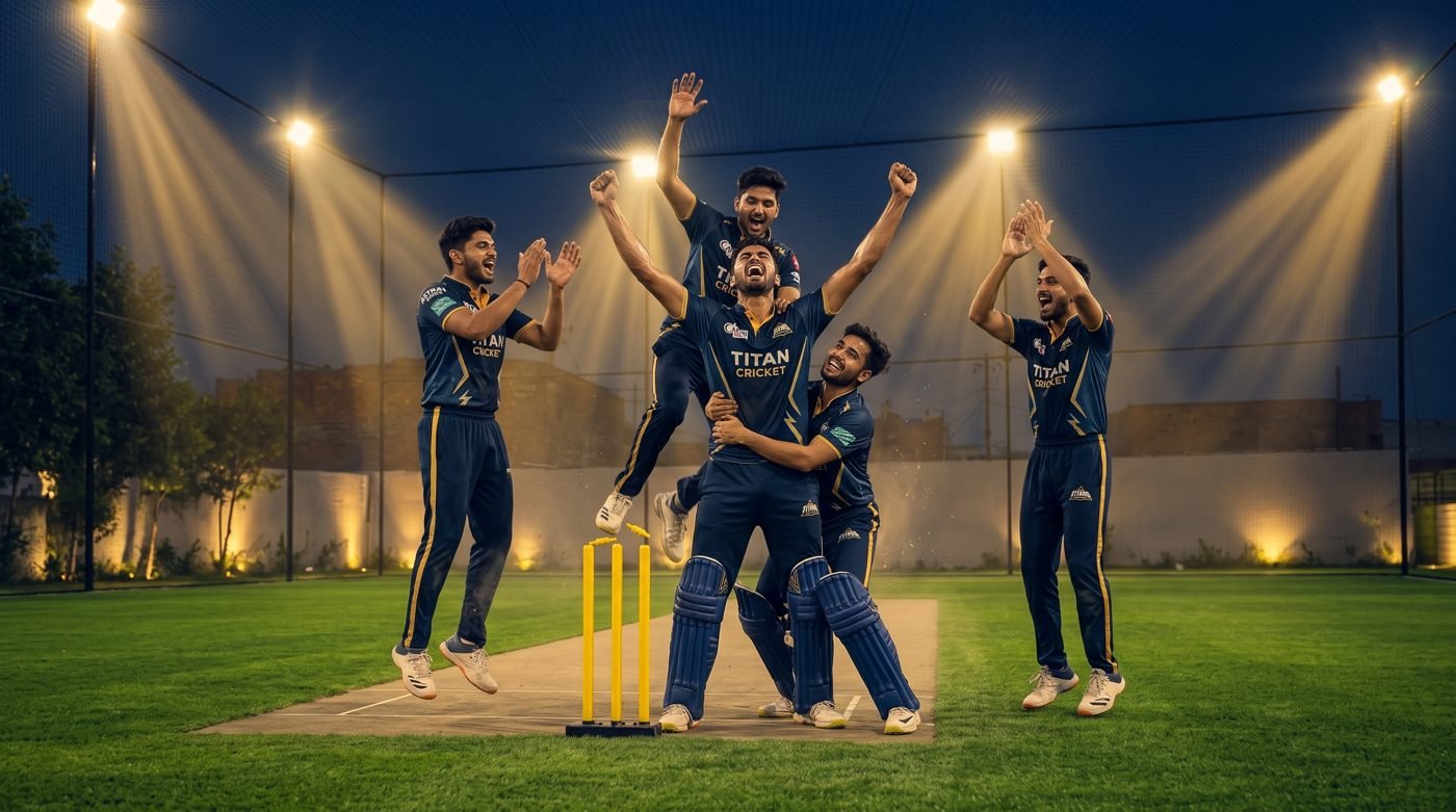 Players celebrating a wicket